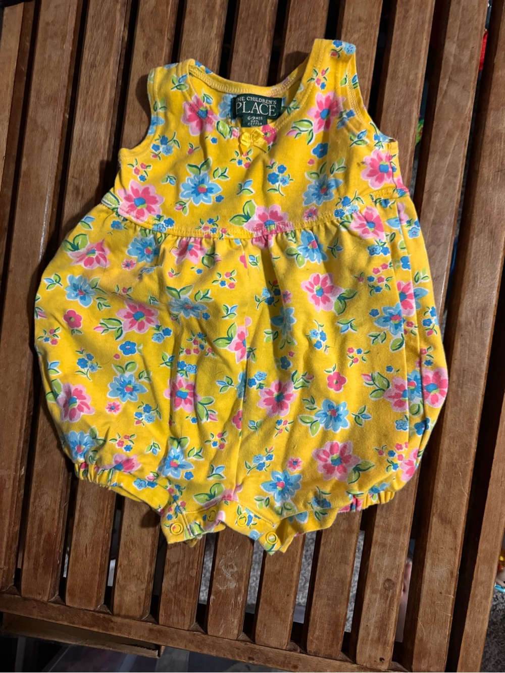 Vintage The Children's Place Yellow Floral Bubble Romper